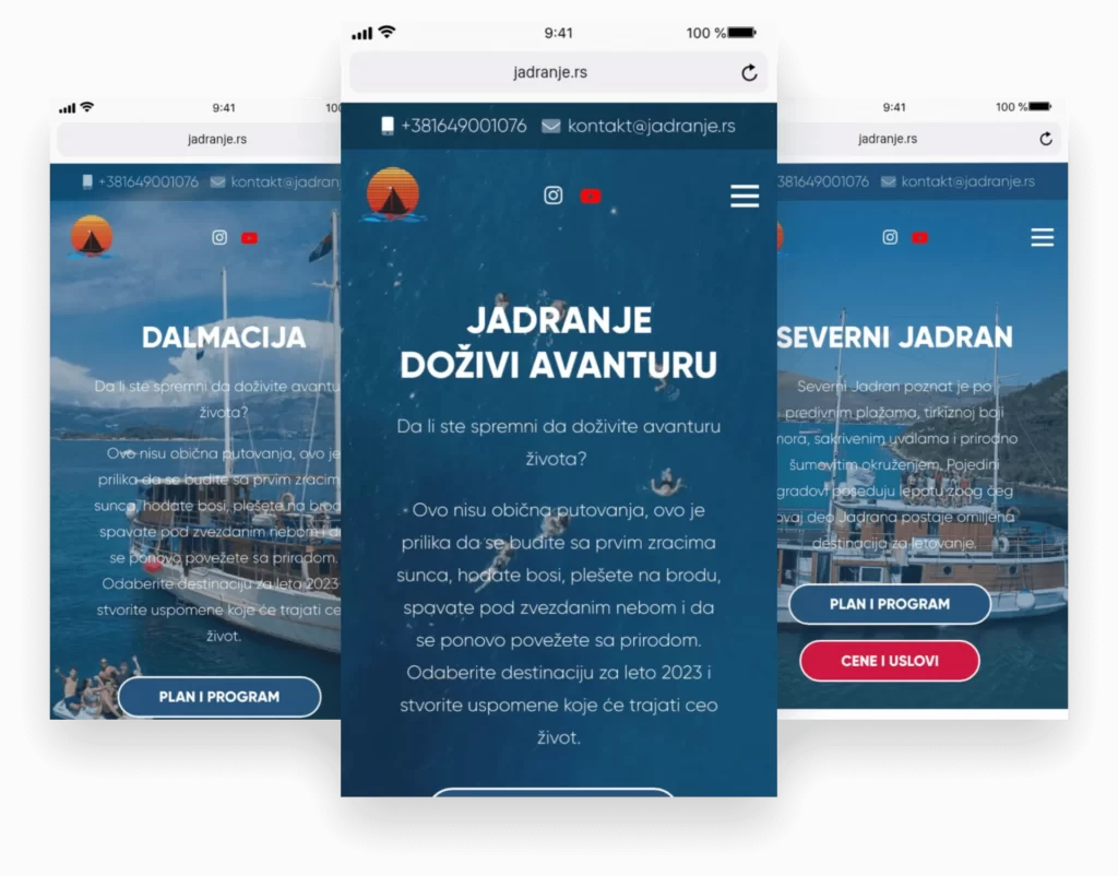 Izrada sajta za Jadranje